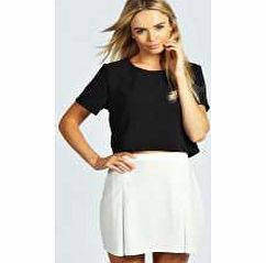 boohoo Pleat Detail Crepe Mini Skirt - ivory azz25878