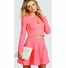 boohoo Raya Long Sleeve Top and Skirt Co Ord Set -