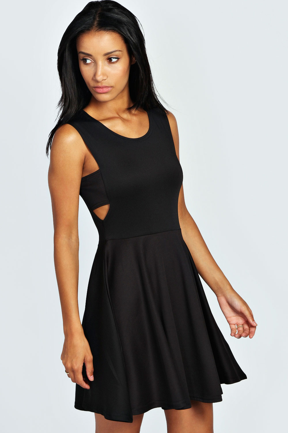 Rebecca Peekaboo Skater Dress - black