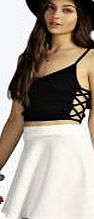 boohoo Ribbed Full Circle Skater Skirt - ivory azz02147