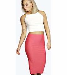 boohoo Ribbed Stripe Bodycon Midi Skirt - coral azz12033