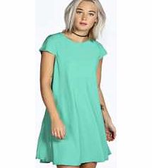 Rosie Cap Sleeve Crepe Swing Dress - teal azz22716