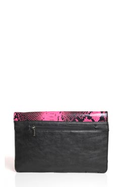 Sam Snakeskin Print Bright Envelope Clutch