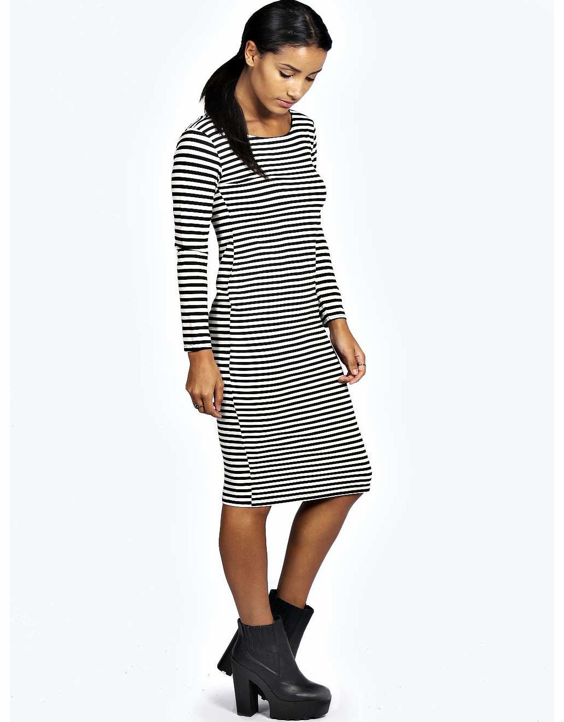 Sara Stripe Bodycon Midi Dress - multi azz18841