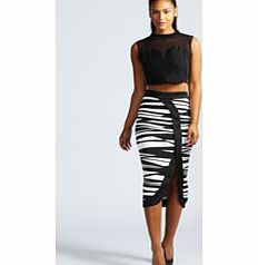 boohoo Sarah Bold Monochrome Midi Skirt - black azz43072