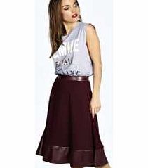 boohoo Sarina PU Trim Full Midi Skirt - berry azz22690