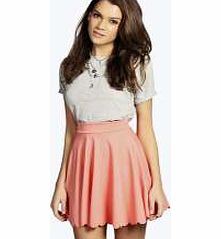 boohoo Scallop Hem Scuba Skater Skirt - salmon azz11949