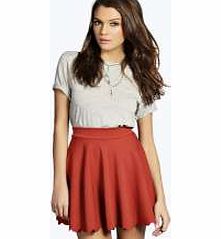 boohoo Scallop Hem Scuba Skater Skirt - terracotta