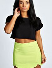 boohoo Scalloped Side Woven Mini Skirt - lime azz34862