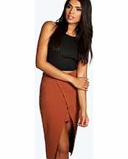 boohoo Sliced Front Split Skirt - brick red azz12979