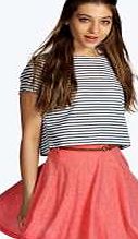 boohoo Slub Marl Belted Skater Skirt - coral azz03682