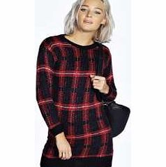 Soft Laguna Knit Tartan Jumper Dress - red