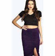 boohoo Split Thigh Scuba Midi Skirt - purple azz27973