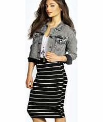 boohoo Striped Super Tight Tube Midi Skirt - black