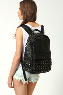 Talia Black Leather Studded Rucksack Female