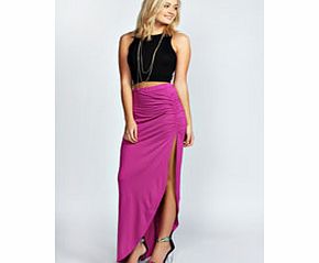 boohoo Tamsin Ruched Side Jersey Maxi Skirt - magenta