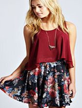 boohoo Tapestry Floral Skater Skirt - black azz35601