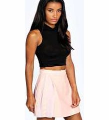 boohoo Tate PU Pleated Chiffon Insert Mini Skirt -