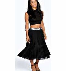 Taylor Sports Waistband Pleated Woven Midi Skirt