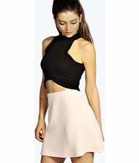 boohoo Textured Fabric A-Line Mini Skirt - nude azz13138