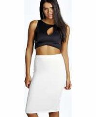 boohoo Textured Jacquard Midi Skirt - ivory azz11730