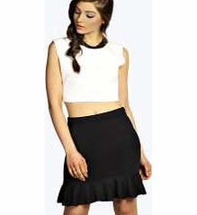 boohoo Textured Ruffle Hem Mini Skirt - black azz11746