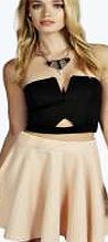 boohoo Textured Waffle Skater Skirt - blush azz09826