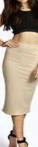 boohoo Thick Rib Bodycon Midi Skirt - camel azz06977