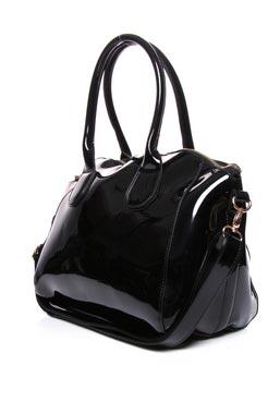 Tia Patent Large Bowler Bag