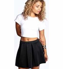 boohoo Tianna Box Pleat Colour Pop Skater Skirt - black