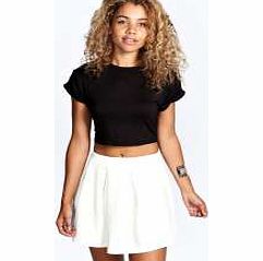 boohoo Tianna Box Pleat Colour Pop Skater Skirt - ivory