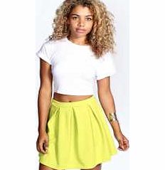 boohoo Tianna Box Pleat Colour Pop Skater Skirt - lime