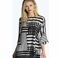 Tilly Monochrome Oversized Woven Tunic - black