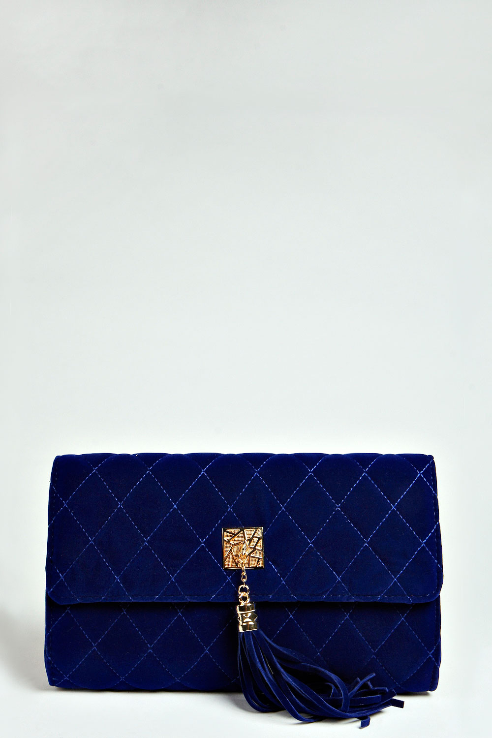 Tilly Quilted Effect Velvet Clutch Bag -