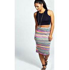 boohoo Toni Aztec Midi Bodycon Skirt - multi azz26686