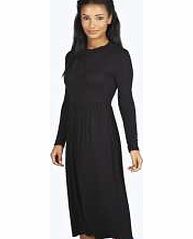 Turtle Neck Midi Dress - black azz13254