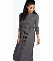 Turtle Neck Midi Dress - charcoal azz13254