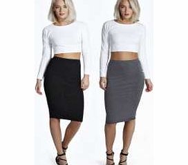 boohoo Two Pack Basic Jersey Viscose Midi Skirt - multi