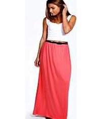 boohoo Vivian Viscose Jersey Belted Maxi Skirt - coral