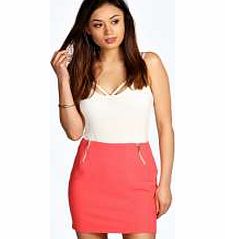 boohoo Woven A Line Zip Detail Skirt - orange azz10701