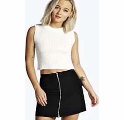 boohoo Woven A Line Zip Through Pocket Skirt - black