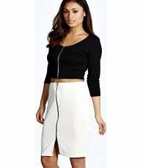 boohoo Zip Front Pencil Skirt - ivory azz13356