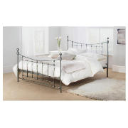 King Bed Frame, Antique Silver Finish,