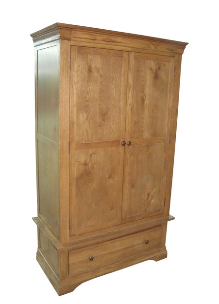 Oak Double Wardrobe with Drawer