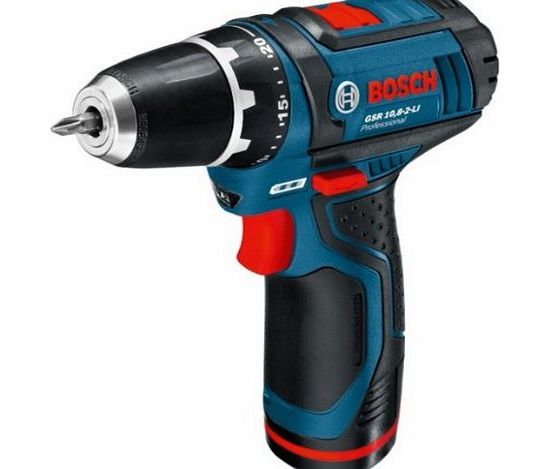 Bosch Professional GSR10.8-2-LI 10.8V Cordless Li-Ion Drill Driver with Keyless Chuck in L-Boxx with 2 x Batteries