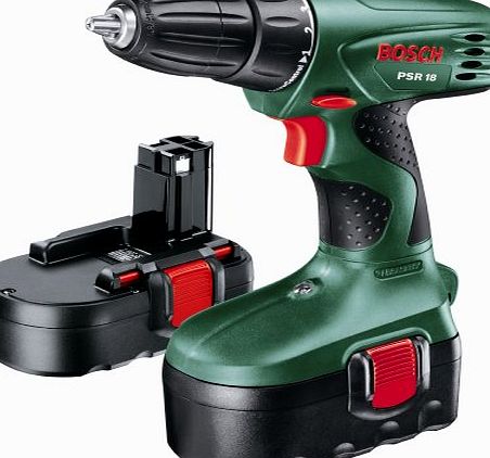 Bosch PSR 18 Cordless 18 Volt Drill/Driver, 2 x NiCD Batteries