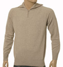 Light Beige 1/4 Zip High Neck Sweater - Green Label