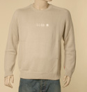 Mens Boss Beige Cotton Mix Round Neck Sweater