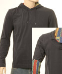 Mens Boss Navy Hooded Sweatshirt with Multi-Coloured Lining - Orange Label