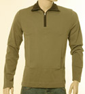 Mens Boss Olive & Dark Brown 1/4 Zip High Neck Sweatshirt - Orange Label